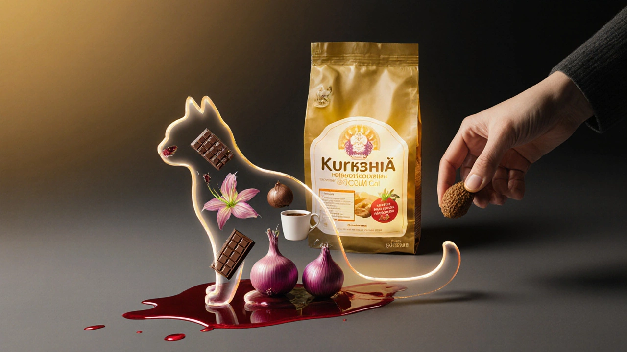 Прозрачная кошка, наполненная токсинами, с теплым светом качественного корма за спиной.