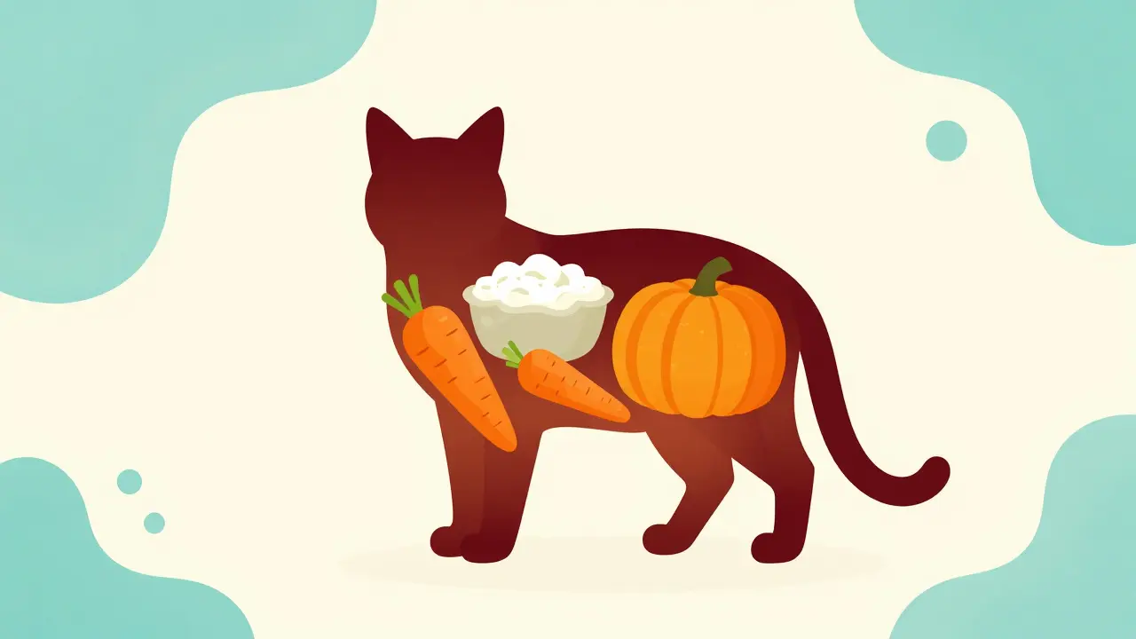 Концептуальная иллюстрация питательных веществ в организме кошки